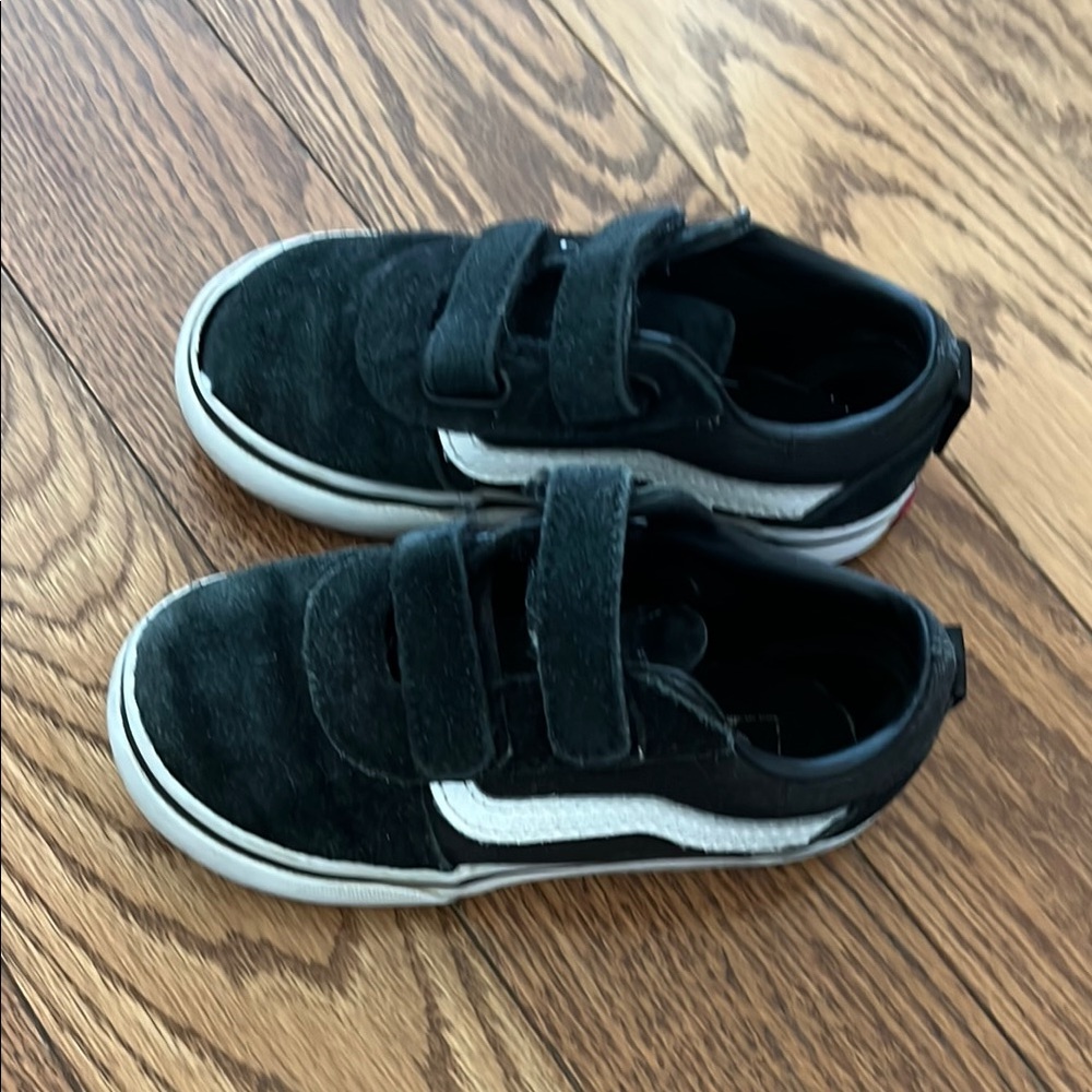 Vans Kids Black and White Velcro Sneakers